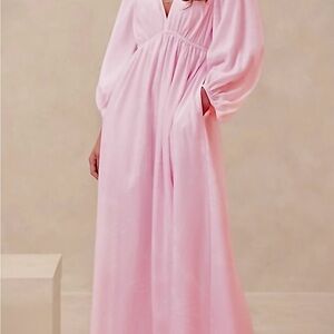 Banana Republic Soft Pink Long Sleeve 100% Silk Dress